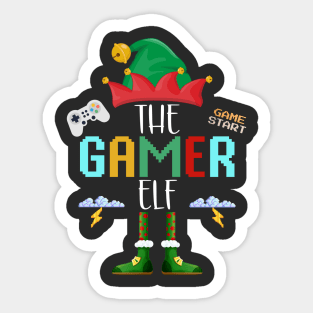 The Gamer Elf, Christmas Family Matching Fun Xmas Top Sticker